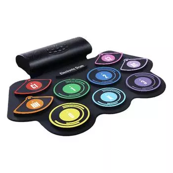 MY# 9 Pads Roll Up Drum Kit Portable Built-in Speaker Black Christmas Birthday G