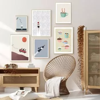 Мы едем на рассвете плакат с принтом эстетический декор комнаты красное вино кофе холст картина настенная живопись плавательная точка минималистичный домашний декор 21x30cm No Frame