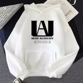 My Hero Academia Аниме-пуловер Boku No Hero Academia с напечатанным логотипом с капюшоном для мужчин и женщин, толстовки Harajuku Unisex Oversize-толстовка XS хаки