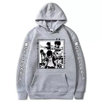 My Hero Academia Аниме с капюшоном Dabi Printed Мужские и женские толстовки с длинным рукавом Повседневная свободная толстовка Harajuku Унисекс Уличная одежда XS чёрный