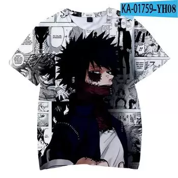 My Hero Academia Dabi 3D Print Мужская/Женская повседневная мода Футболки с круглым вырезом с коротким рукавом Летняя свободная одежда унисекс M