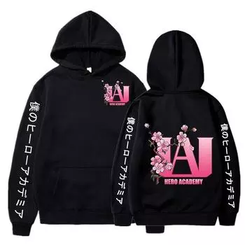My Hero Academia UA High Cherry Blossom Graphics Logo Аниме Мужские Женские Печатные Толстовки Большие Уличные Толстовки Harajuku XS чёрный