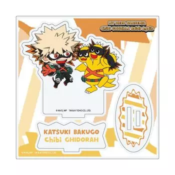 My Hero Academia x Chibi Godzilla 02 Bakugo Chibi Ghidorah Character Acrylic Stand Plate & [Mini Illustration]