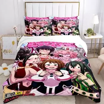 My Hero Anime Print Three Piece Bedding Set Fashion Boys Or Adults For Beds Quilt Covers Pillowcases Bedding Set Gift 70x133cm 2pcs