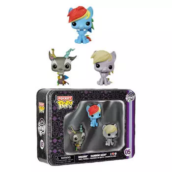 My Little Pony Discord Рэйнбоу Дэш Derpy Pocket Pop в жестяной банке, 3 шт.