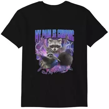 My Pain Is Chronic Vintage Bootleg Tshirt, Funny Racoon Shirt, 90s Retro Racoon Tee Classic T-shirt S