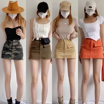 My Wardrobe Authorization Женская джинсовая юбка трапециевидной формы, юбка в европейском стиле, эластичные брюки-кюлоты с карманами и высокой талией XS белый