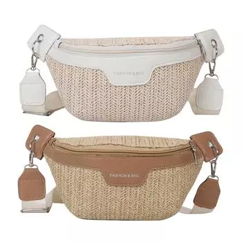 MY # Женская нагрудная сумка с широким плечевым ремнем Летние соломенные сумки для покупок на день рождения белый