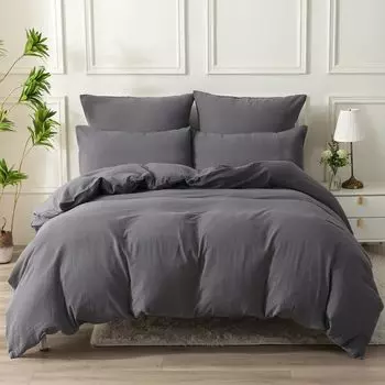 МЯГКИЙ детский хлопковый двойной марлевый пододеяльник, комплект из 3 предметов, двойные наволочки, 1 пододеяльник [2 + чехол] (Серый Двойной) серый