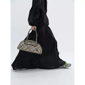 Myfuzzykon Original Design Sports Sense Retro One-Shoulder Portable Bowling Bag Gray/Plaid