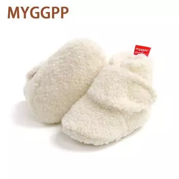 MYGGPP осенне-зимняя плюшевая детская обувь с мягкой подошвой, обувь для малышей, хлопковая обувь, детская обувь, обувь с мягкой подошвой, обувь с мягкой подошвой для детей 0–1 года 11cm белый