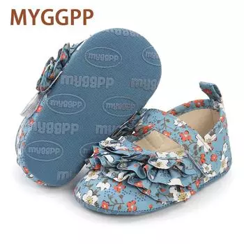 MYGGPP Весенне-осенняя классическая детская обувь с цветочным принтом, обувь для малышей, детская обувь, обувь принцессы 11cm синий