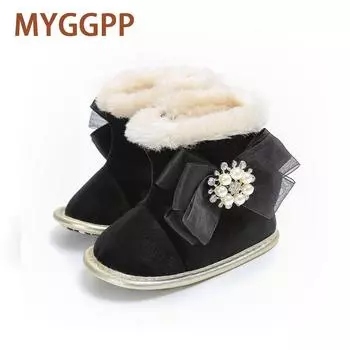 MYGGPP Зимние детские хлопковые сапоги Зимние сапоги Детская обувь Мягкая подошва От 0 до 1 года Детская обувь для малышей 11cm чёрный