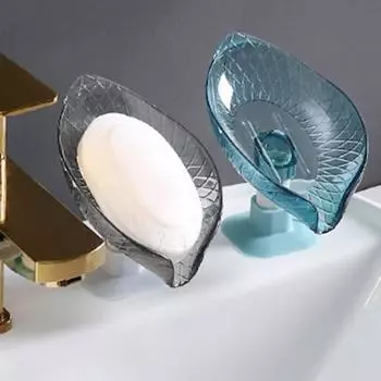 Мыльница без проколов, устойчивая к пятнам, уникальная креативная мыльница в форме листа, аксессуары для ванной комнаты зелёный