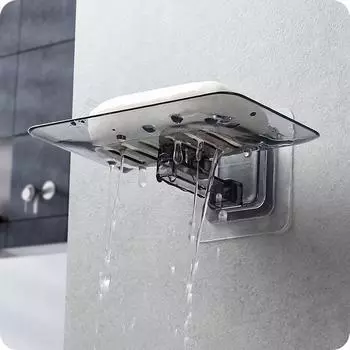 Мыльница без сверления настенная двухслойная подставка для мыла губка для мыла аксессуары для ванной комнаты мыльницы самоклеющиеся серый