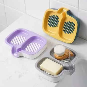 Мыльница, быстрый дренаж, держатель для мыла с двумя отделениями, двухслойный ящик для хранения мыла для домашней ванной комнаты