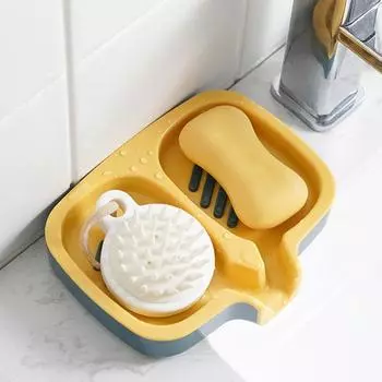 Мыльница, быстрый дренаж, держатель для мыла с двумя отделениями, двухслойный ящик для хранения мыла для домашней ванной комнаты фиолетовый/белый