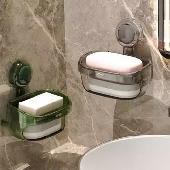 Мыльница для ванной комнаты, двухслойная, настенная, без перфорации, с большой несущей способностью, противоскользящая, с вентиляцией на 360 градусов, держатель для мыла для кухни отеля