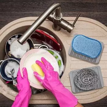 Мыльница для ванной комнаты Гибкая противоскользящая наклонная быстросохнущая дренажная подставка для кухонного мыла Устойчивый к скручиванию держатель для мыла Складной органайзер для мыла серый