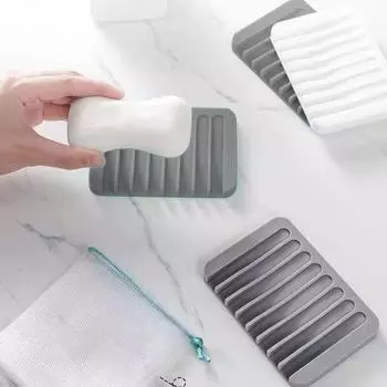 Мыльница для ванной комнаты Гибкая противоскользящая наклонная быстросохнущая дренажная подставка для кухонного мыла Устойчивый к скручиванию держатель для мыла Складной органайзер для мыла серый