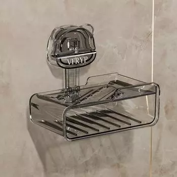 Мыльница для ванной комнаты настенная с присоской и губкой, без перфорации и слива, мыльницы