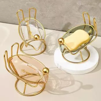 Мыльница для ванной комнаты с металлическим основанием, мультяшный держатель для слива мыла, пластиковый ящик для хранения кухонной губки