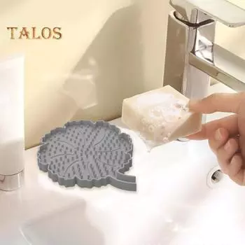 Мыльница для ванной комнаты с приподнятыми краями, антитающая, с автоматическим сливом, силиконовая мыльница, держатель для губки со сливным носиком серый