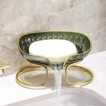 Мыльница для ванной комнаты, светильник, роскошный держатель для мыла для туалета и душа со сливом воды, чехол для хранения мыла, лоток, контейнер, гаджеты для ванной комнаты жёлтый