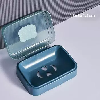 Мыльница для ванной с крышкой, домашняя пластиковая мыльница, которая сохраняет мыло сухим, мыльница, переносная мыльница для путешествий, контейнер для хранения мыла синий