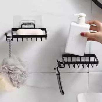 Мыльница из нержавеющей стали, современная мыльница, стильная мыльница из нержавеющей стали с боковыми крючками, настенный держатель для душа для мыла 1pc серебряный