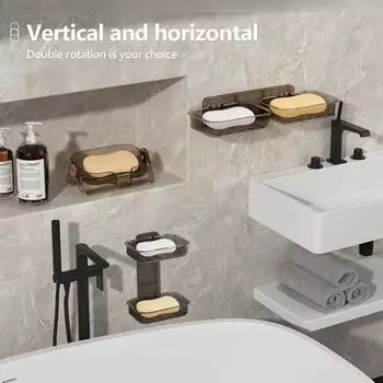 Мыльница Легкая роскошная настенная съемная двухслойная мыльница без перфорации, простая установка серый