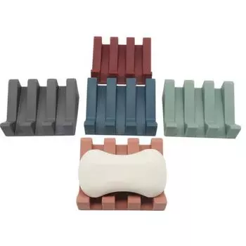 Мыльница моющаяся сливная силиконовая практичная обтекаемая съемная подставка для домашнего декора серый