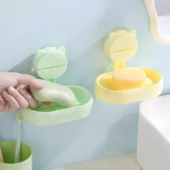 Мыльница на присоске, прочная, выдерживающая нагрузку, простая установка, двухслойная мыльница с дренажными отверстиями зелёный