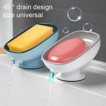 Мыльница на присоске со сливным отверстием, самоосушающийся многофункциональный органайзер для мыла в ванной, держатель для кухонной губки серый