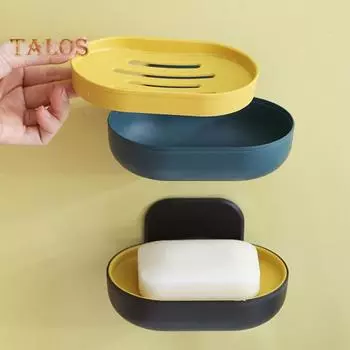 Мыльница настенная, быстрый дренаж, влагозащищенная, полезный двухслойный ящик, держатель для слива мыла, аксессуары для ванной комнаты чёрный/жёлтый