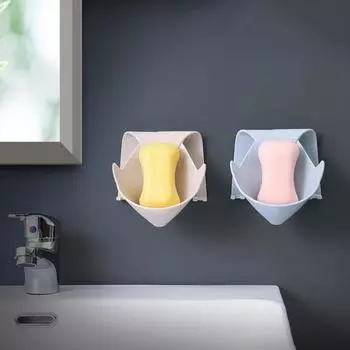 Мыльница Настенный слив воды Быстросохнущий безводный держатель губки для мыла для дома синий