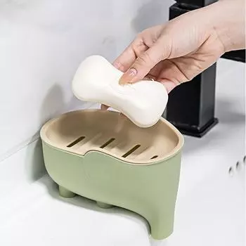Мыльница НОВАЯ двухслойная креативная милая ванная комната со слоном, аксессуары для дома, декоративные детские, студенческие, водонепроницаемая сливная стойка серый