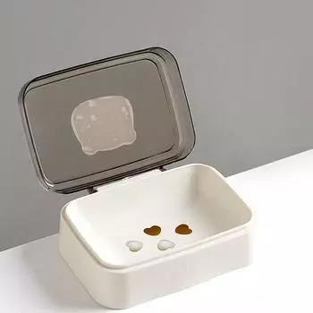 Мыльница-ракушка для ванной комнаты, симпатичная мыльница с прозрачной крышкой, переносная мыльница, водонепроницаемый чехол для мыла белый