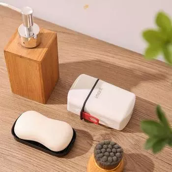 Мыльница с дренажной функцией и замком, пыленепроницаемая, герметичная, дорожная мыльница, переносная мыльница, контейнер для мыла в командировке с крышкой белый