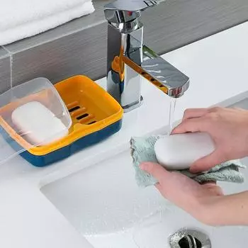 Мыльница с двумя отделениями, прозрачная пыленепроницаемая крышка, двухслойная, с быстрым сливом, столешница, современная кухня, ванная комната, держатель для шампуня, контейнер для мыла в душе розовый