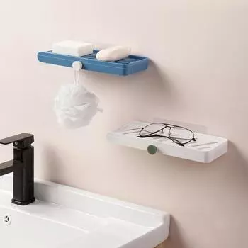 Мыльница съемная настенная губка для мыла без дрели из АБС-пластика для ванной комнаты белый