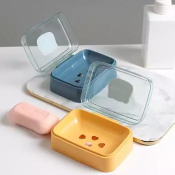 Мыльница с крышкой из пыленепроницаемого пластика для умывальника, сливная мыльница, принадлежности для умывальника розовый