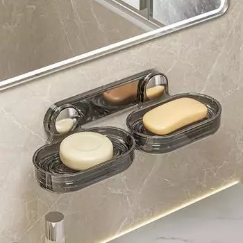 Мыльница с настенным креплением, двухслойная, полая, с быстрым сливом, современная, без дрели, для кухни, ванной комнаты, шампуня для душа, держатель для мыла, контейнер, экономия коробки белый