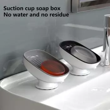 Мыльница самоосушающаяся, сохраняет мыло сухим, двухслойная конструкция, супер присоска, мыльница, принадлежности для ванной комнаты серый