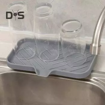 Мыльница, силиконовый поддон для раковины со сливным носиком, многоразовая, легко моющаяся, щетка для мытья столешницы, полка для хранения мыла, кухонный органайзер S