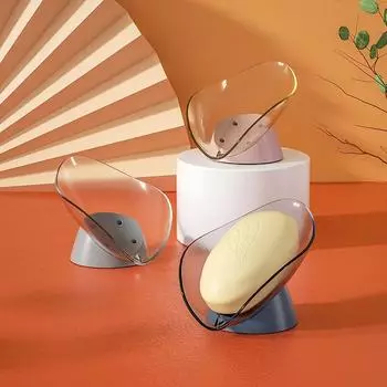 Мыльница в форме листа, держатель для мыла, держатель для душа, губка, поднос для хранения, принадлежности для ванной, гаджет для ванной светло-серый