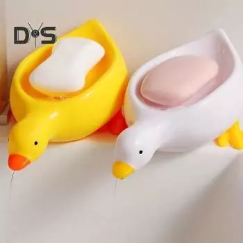 Мыльница в форме утки, симпатичная мультяшная утка, самоосушающаяся мыльница, открытая дизайнерская мыльница для душа, ванной комнаты, туалета жёлтый