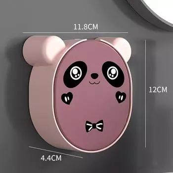Мыльница в виде панды, простая перфорированная настенная откидная крышка для ванной комнаты, держатель для мыла, держатель для слива, модный милый мультяшный аксессуар для украшений розовый
