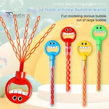 Мыльные пузыри, мыльная палочка с 32 отверстиями и улыбающимся лицом, симпатичная длинная мыльная палочка с пятью когтями, игрушки для мыльных пузырей на вечеринку (Жидкость для пузырей в комплект не входит) синий