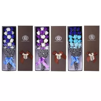 Мыльный цветок Инновационный искусственный букет роз Подарок на свадьбу День святого Валентина Праздничный подарок Gradient Blue Box Gradient Bl